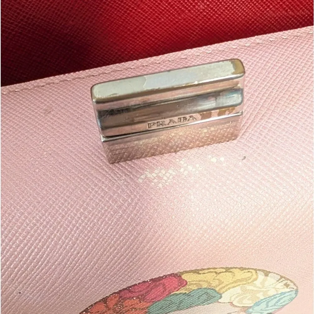 Prada Saffiano Leather Shoulder Bag Limited Edition Pop Art Portrait Red/Pink - Picture 11 of 16